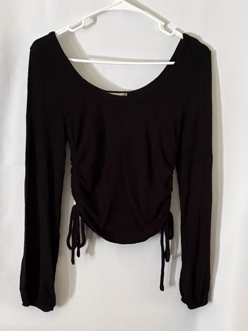 Altar'd State Black Ribbed Long Sleeve with Side Drawstrings